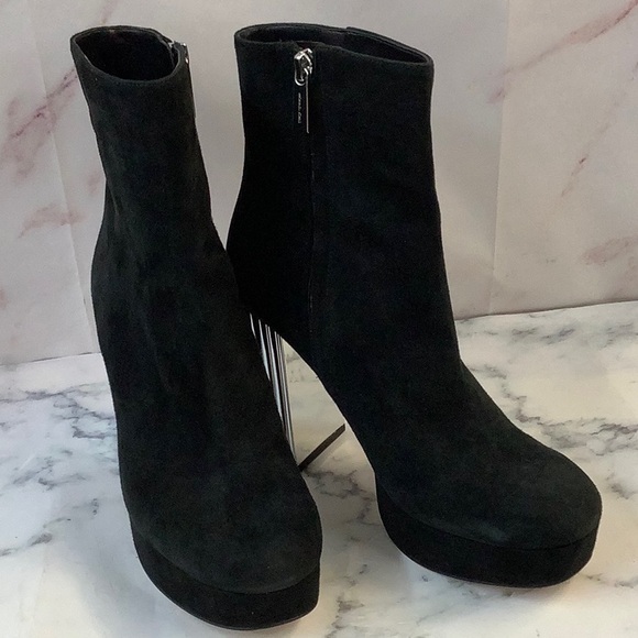 Michael Kors Suede Platform Boot Inner Zipper Black/Silver Size 7 - Picture 2 of 5